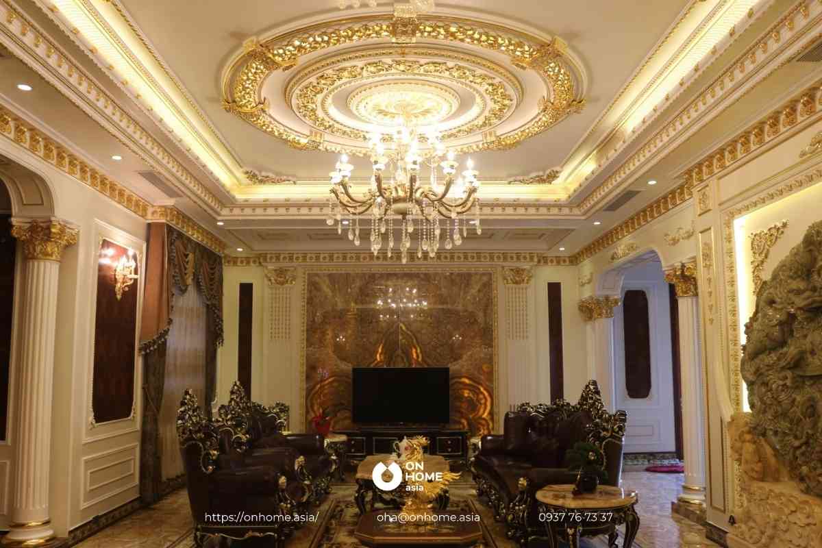 Trần thạch cao phòng khách cổ điển, đẹp nhất