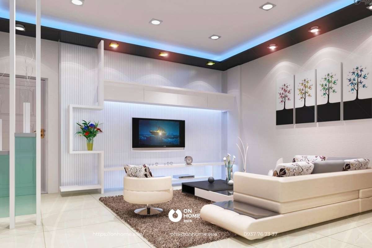 Trần thạch cao phòng khách đẹp, nổi bật