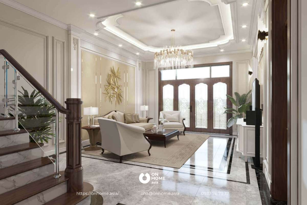 Trần thạch cao phòng khách đẹp 