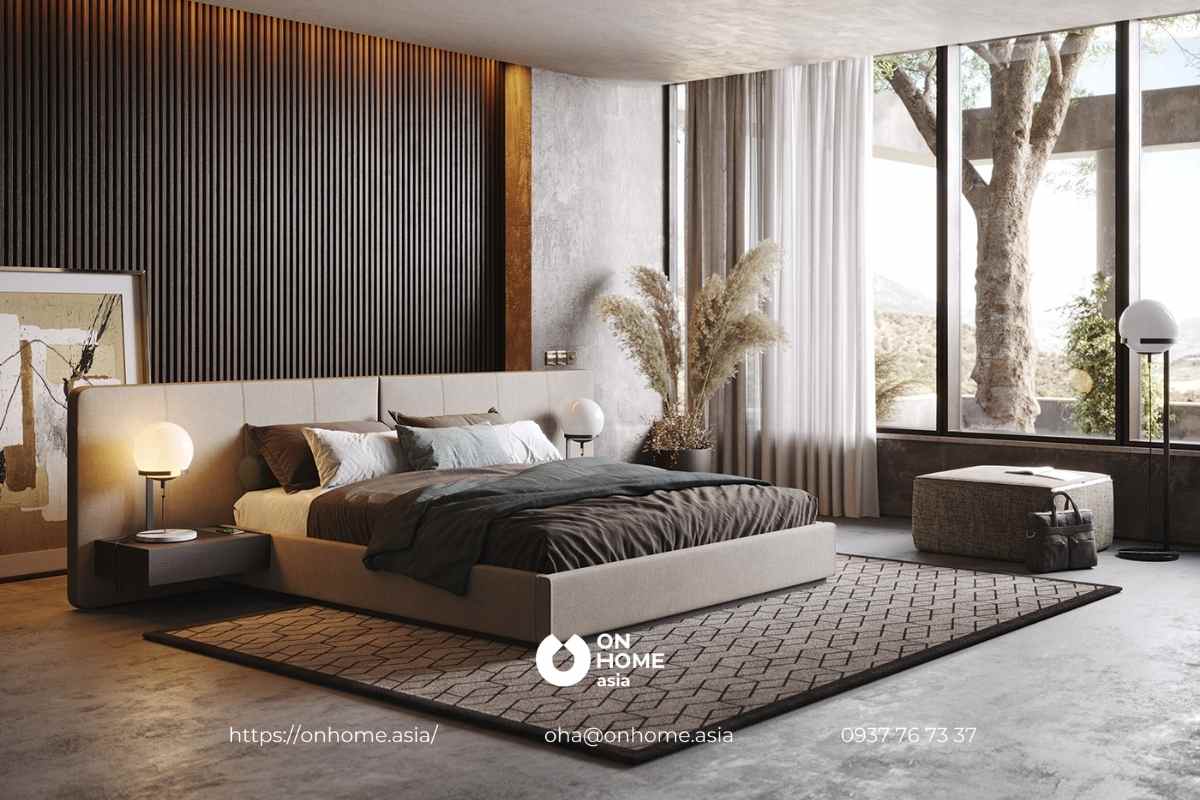 Trang trí đầu giường bằng gỗ tự nhiên