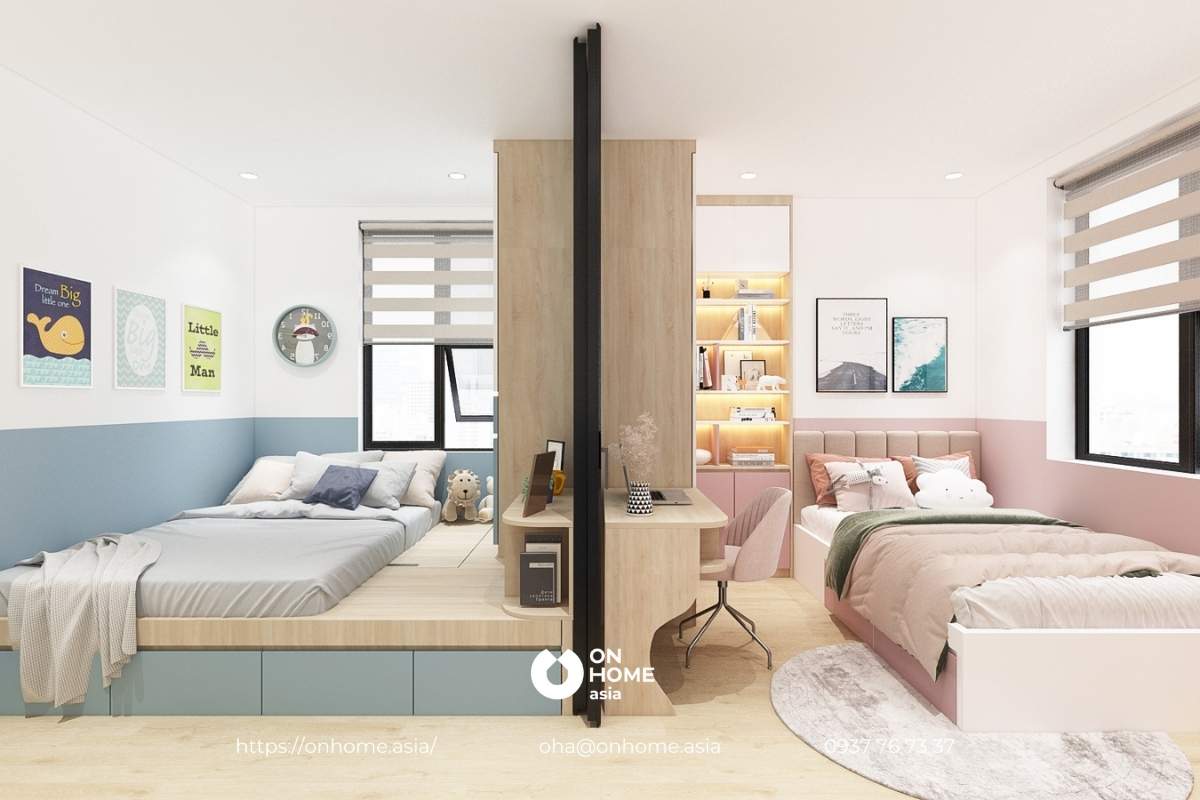 Trang trí phòng ngủ đẹp cho 2 bé&nbsp;