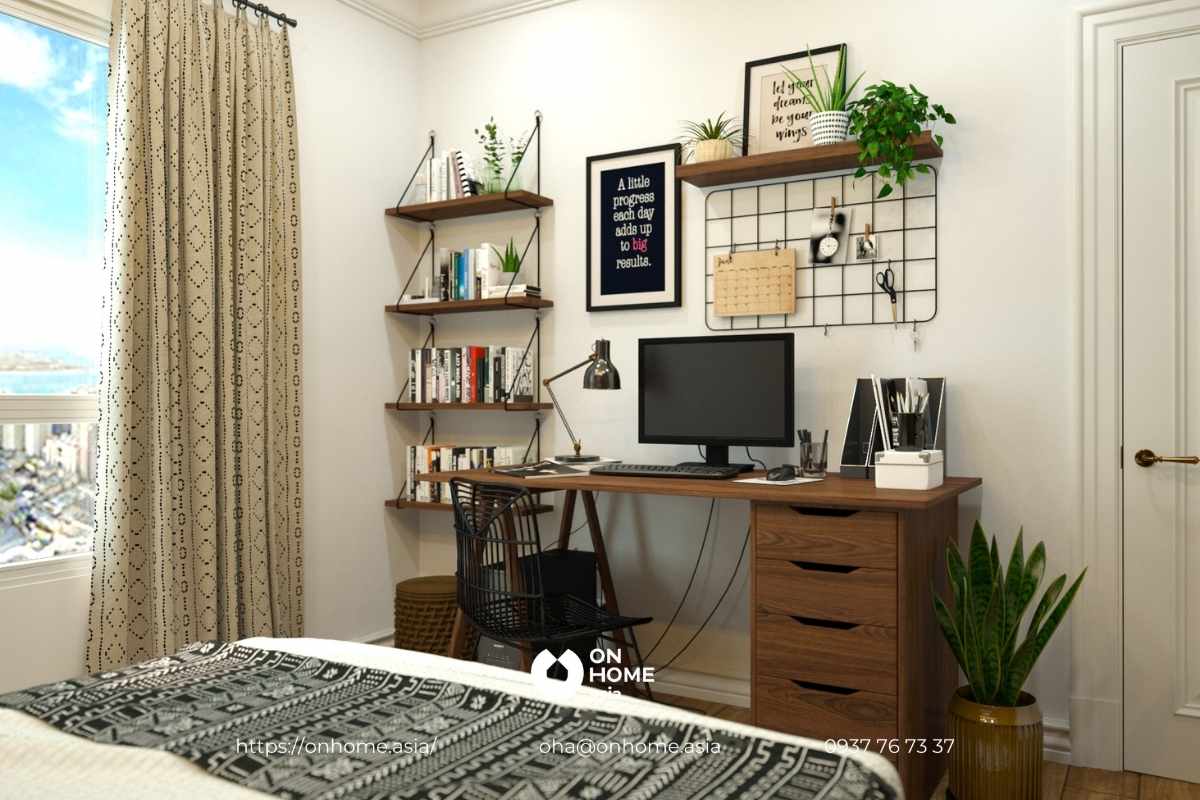 trang trí phòng ngủ với cây xanh