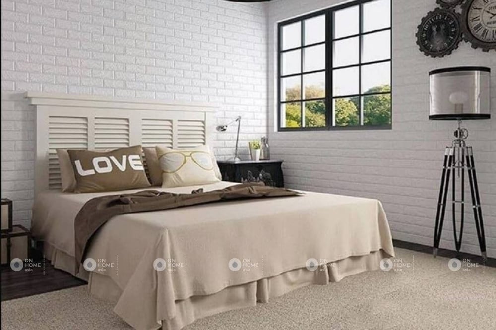 Xốp dán tường màu trắng dành cho phòng ngủ