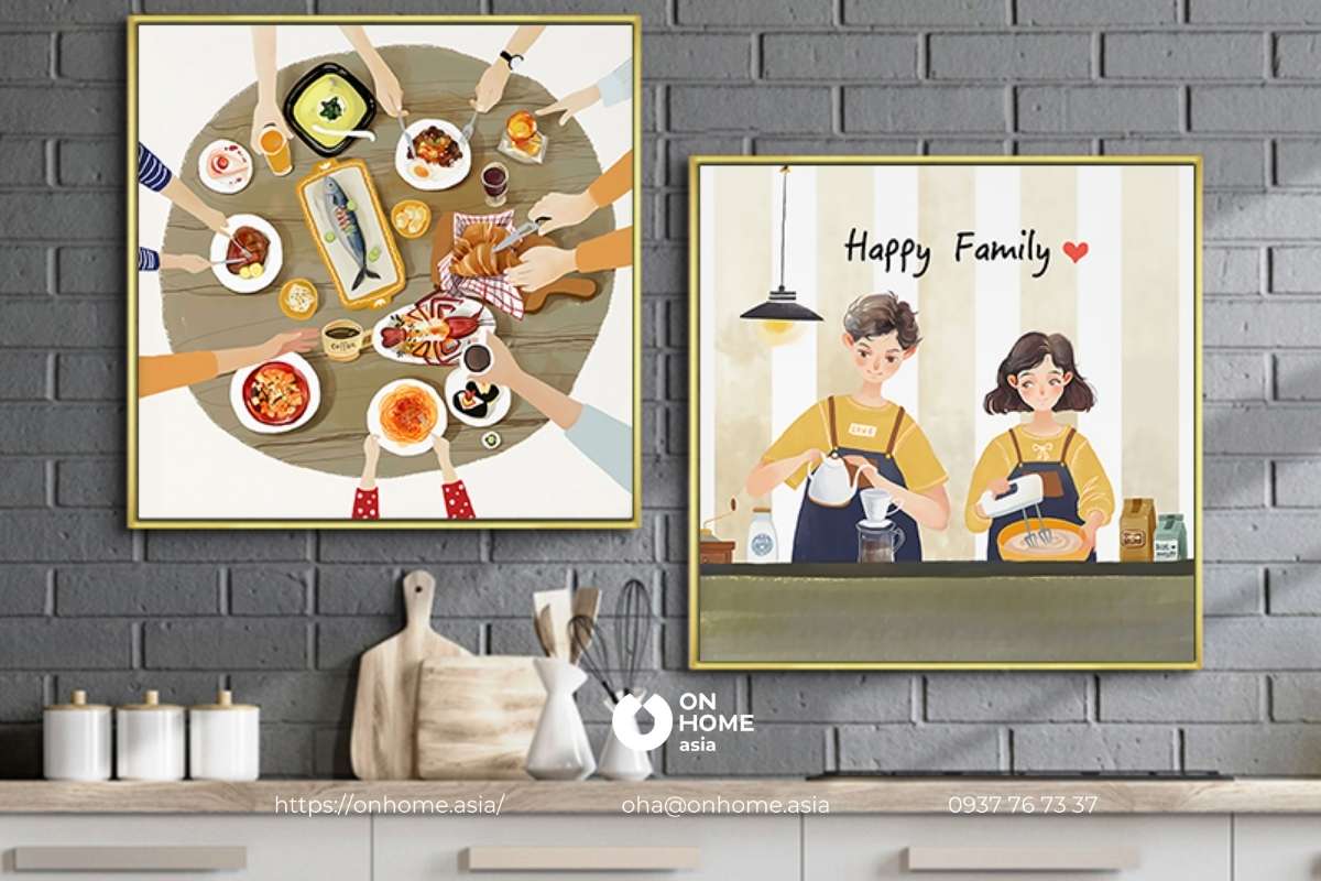 Tranh chibi treo phòng bếp đẹp