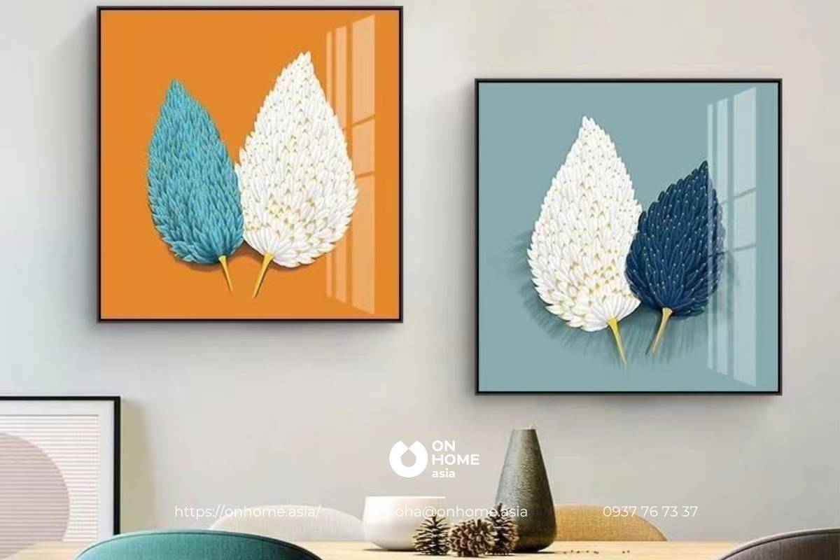 Tranh chiếc lá treo phòng bếp