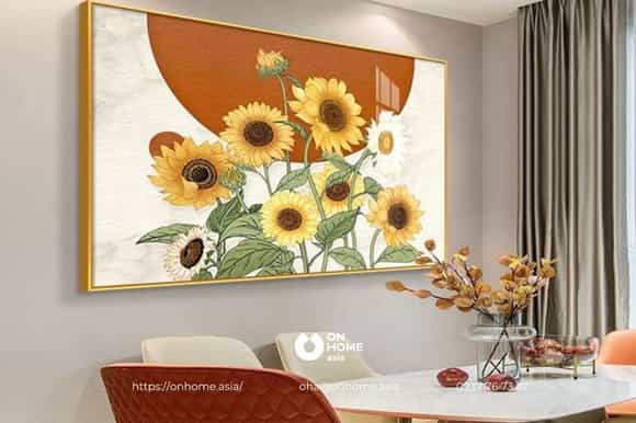 Tranh hoa hướng dương treo phòng bếp đẹp
