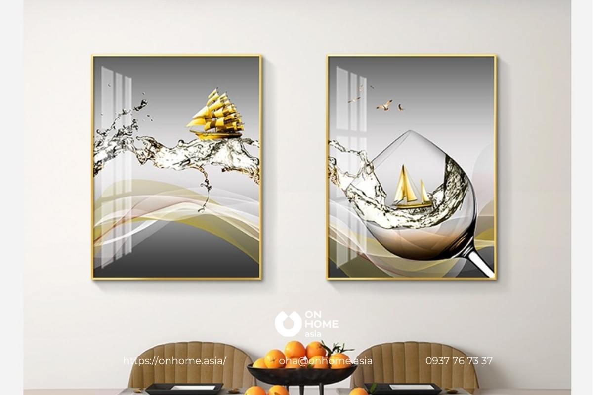 Bộ tranh phòng thủy treo phòng ăn đẹp