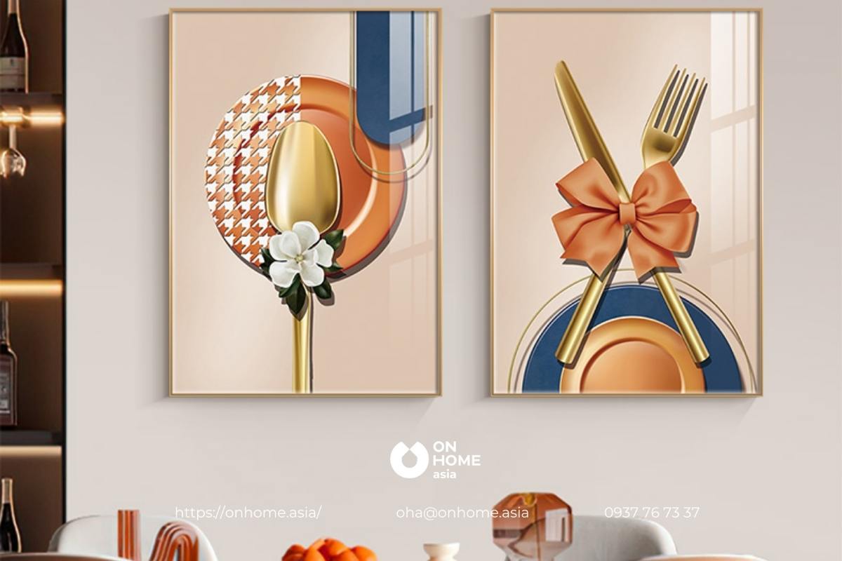 Tranh hiện đại trang trí bàn ăn
