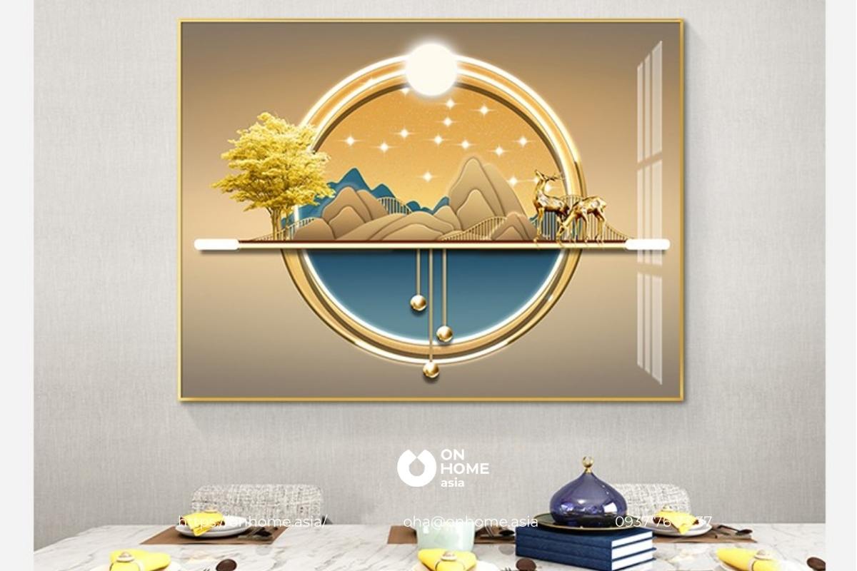 Tranh phong thủy đính đá treo phòng ăn