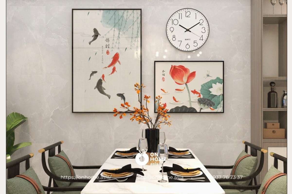 Bộ tranh phong thủy treo nhà bếp thu hút tài lộc