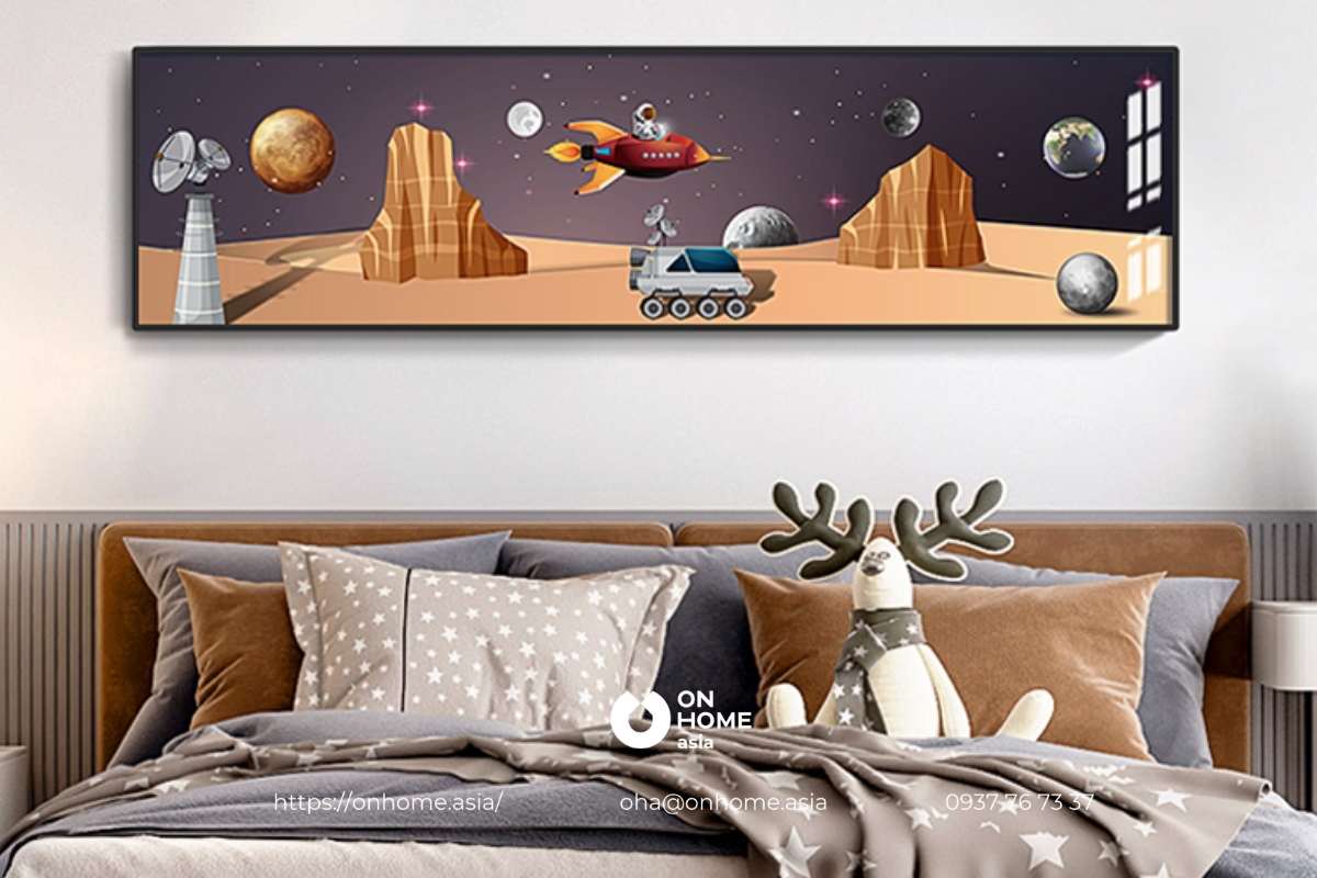 Tranh treo phòng ngủ bé trai chủ đề phi hành gia