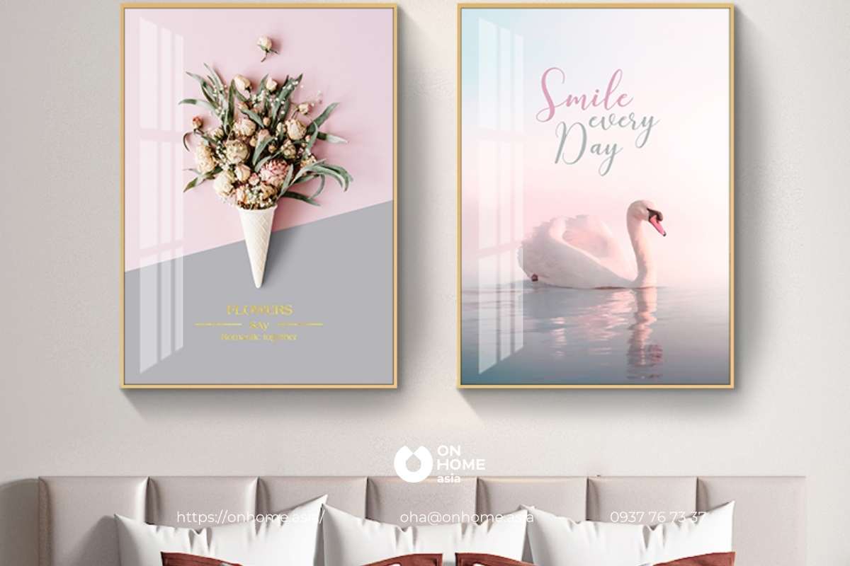 Tranh treo tường phòng ngủ lãng mạn