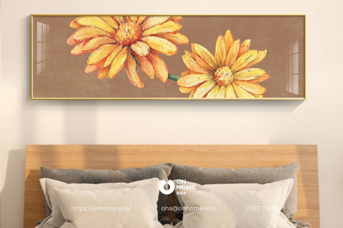 Tranh hoa cúc treo tường phòng ngủ