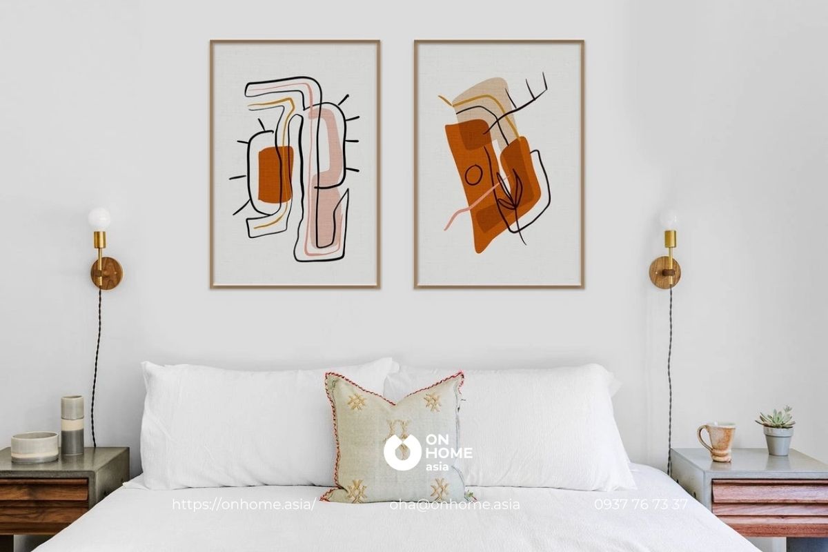 Bộ tranh treo đầu giường phòng ngủ hiện đại, đẹp