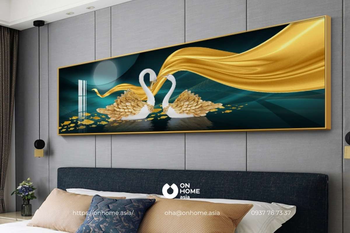 Tranh treo phòng ngủ vợ chồng hình thiên nga đẹp