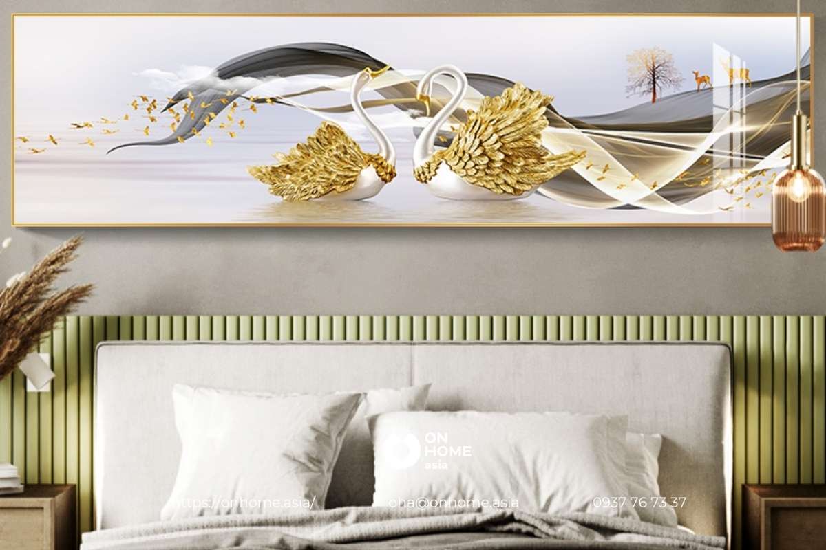 Tranh thiên nga trang trí phòng ngủ