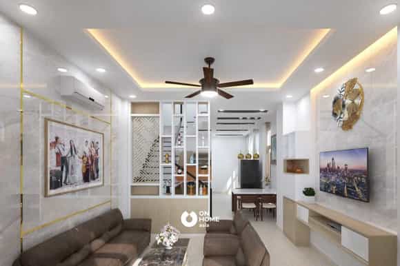 Vách ngăn phòng khách và cầu thang đẹp