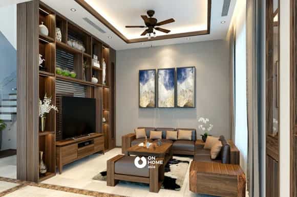 Kệ trang trí gỗ phòng khách 