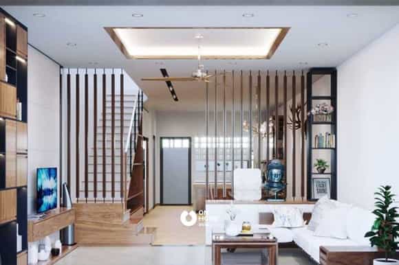 Vách ngăn phòng khách và bếp nhà ống