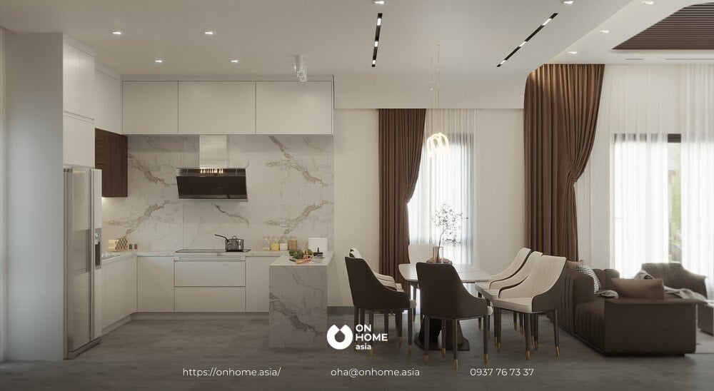 Không gian nội thất phòng bếp nhà phố Hà Tĩnh