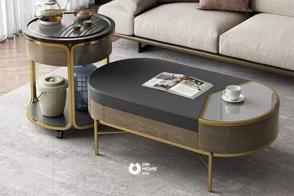 Bàn trà thông minh viền kim loại