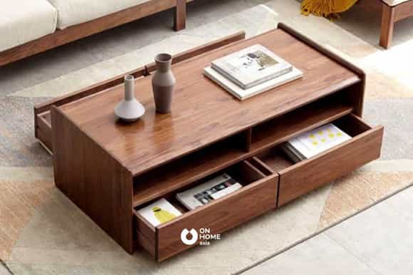 Bàn trà gỗ thông minh óc chó
