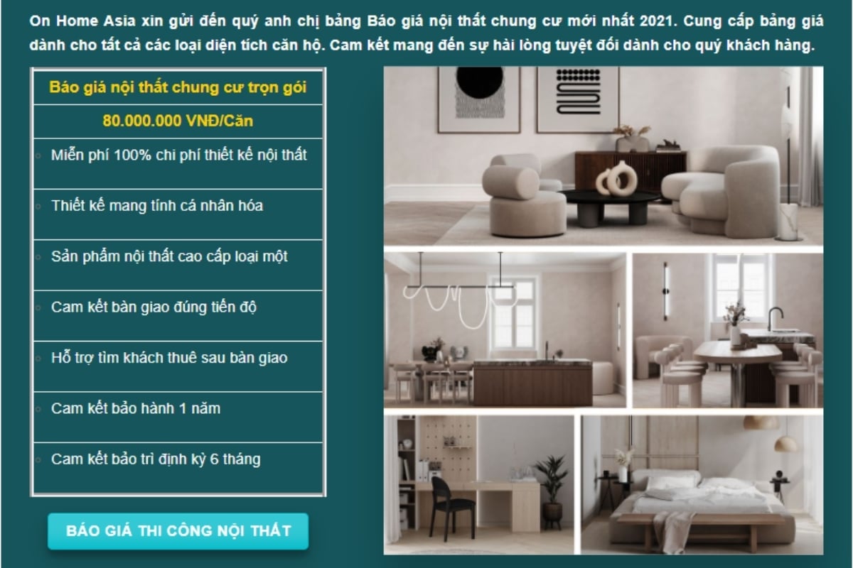 Báo giá nội thất chung cư, căn hộ trọn gói【Cập nhật mới nhất 2024】