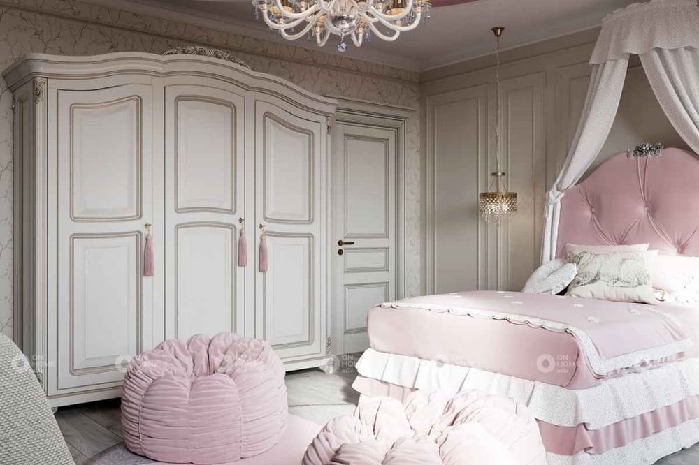 Bố trí nội thất phòng ngủ màu hồng