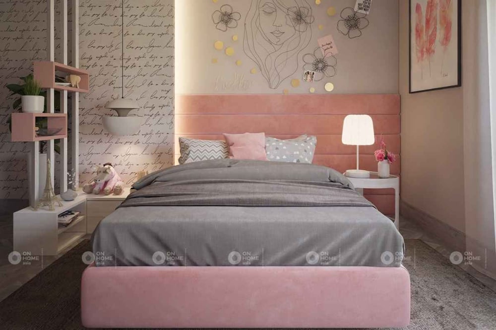 Bố trí phòng ngủ nhỏ màu hồng