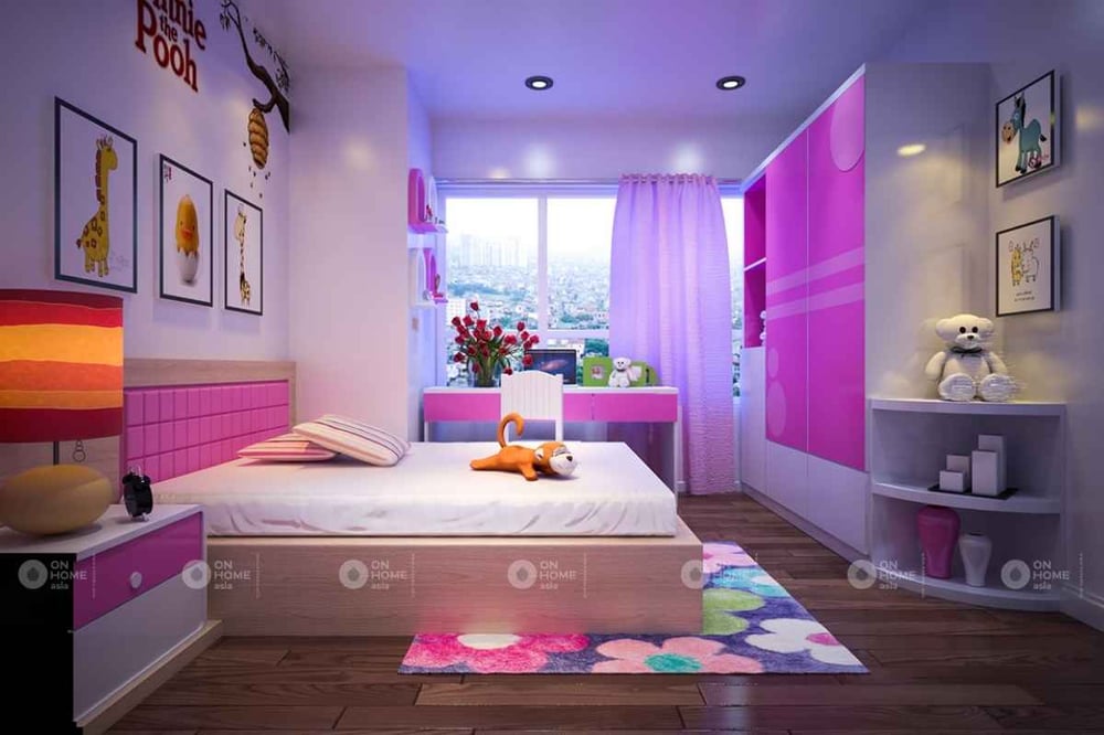 Cách bày trí phòng ngủ màu hồng đậm
