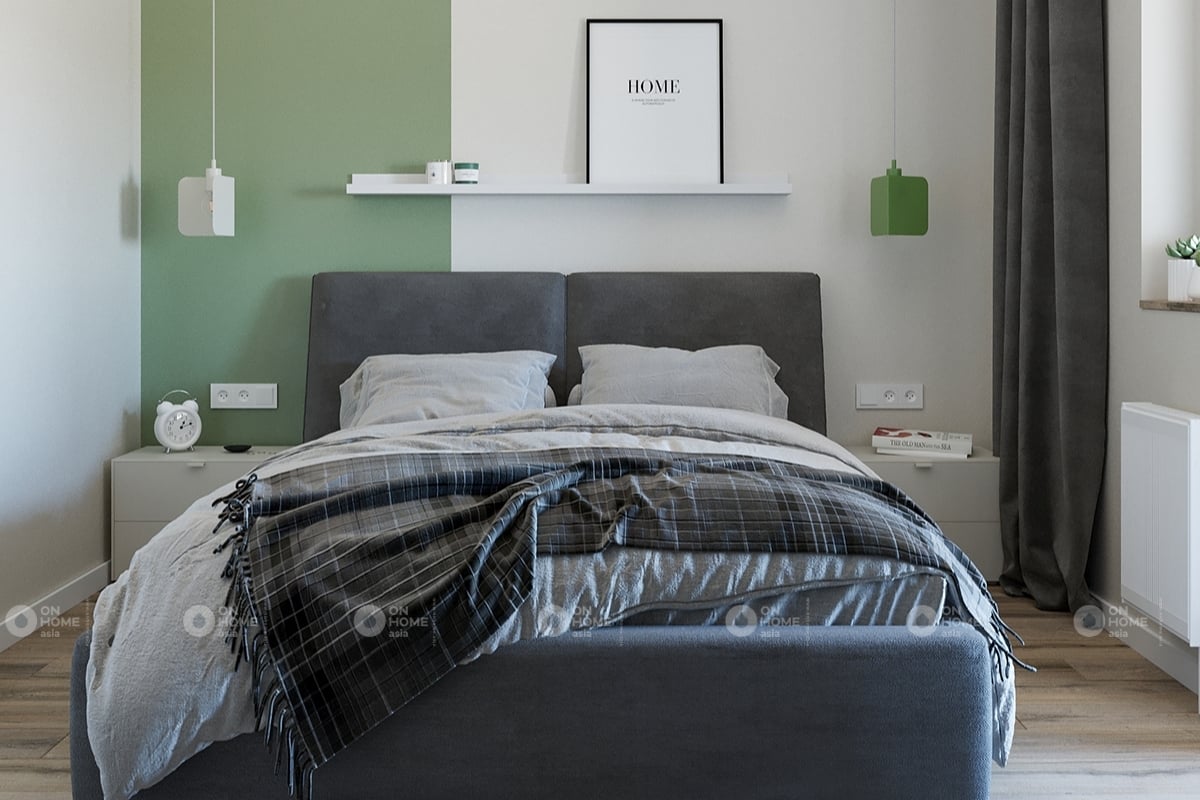 Phòng ngủ được thiết kế ấm cúng và đơn giản