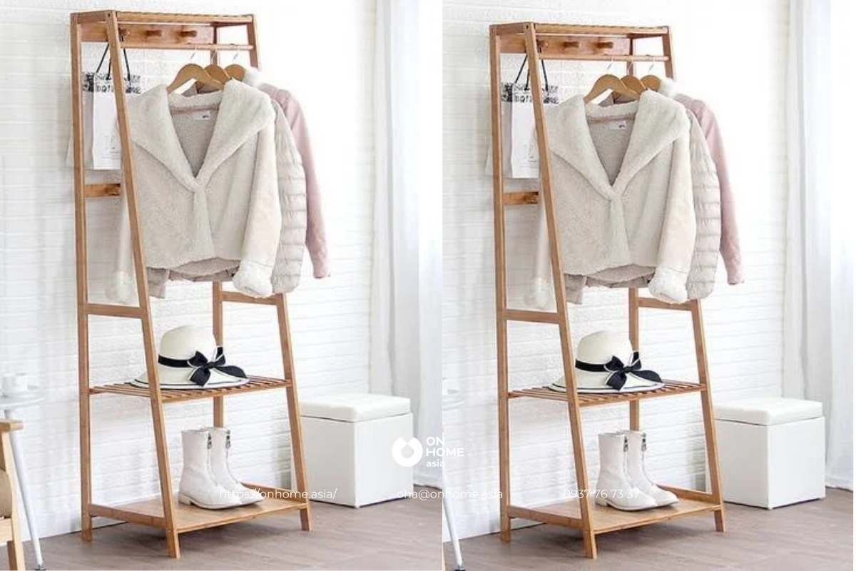 Giá treo quần áo bằng gỗ thiết kế đa năng