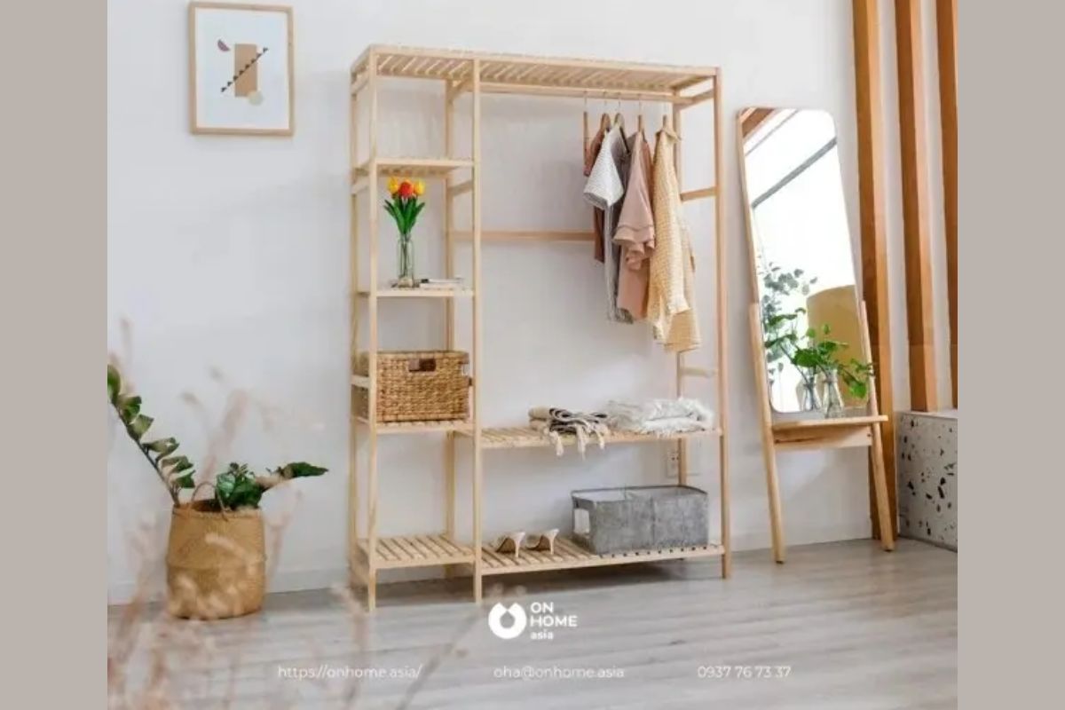 Giá treo quần áo bằng đa năng bằng gỗ thông&nbsp;