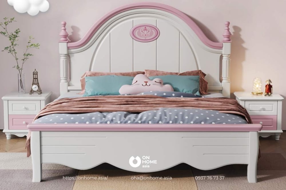 Giường ngủ gỗ công nghiệp cho bé gái