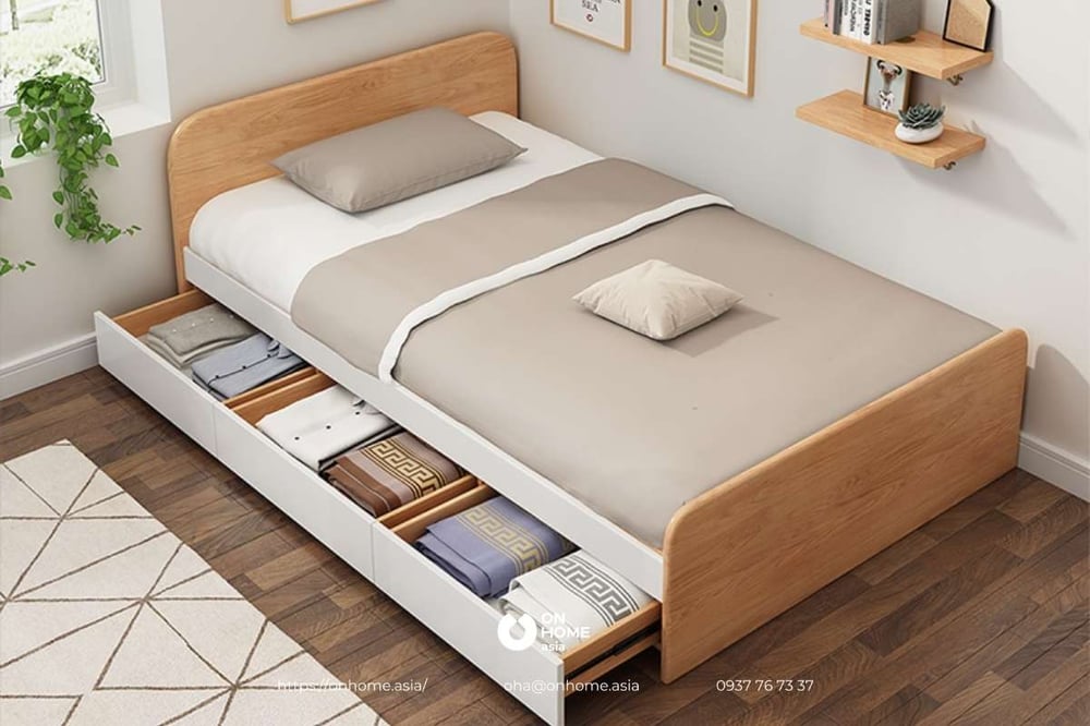 Giường ngủ có hộc tủ đơn giản