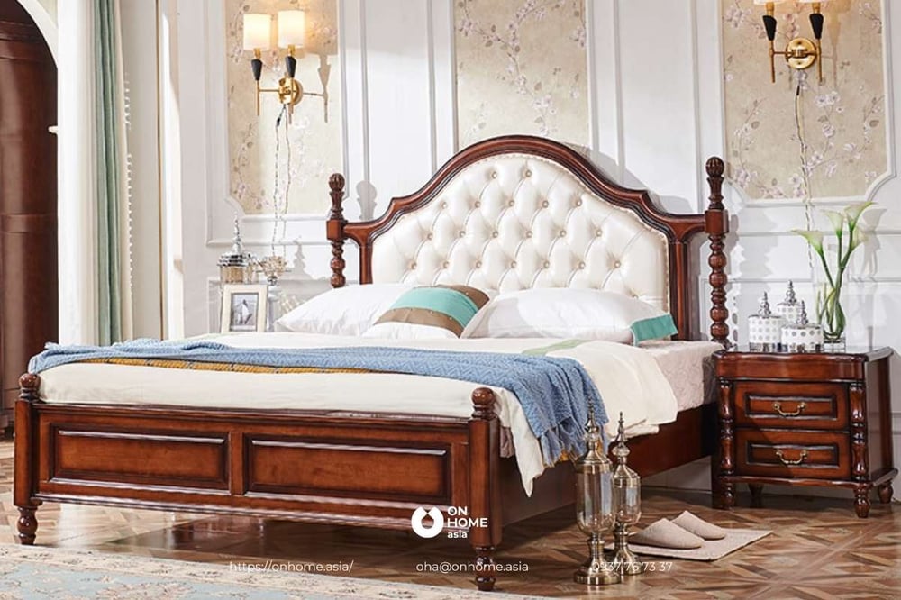 Giường ngủ gỗ tự nhiên cổ điển