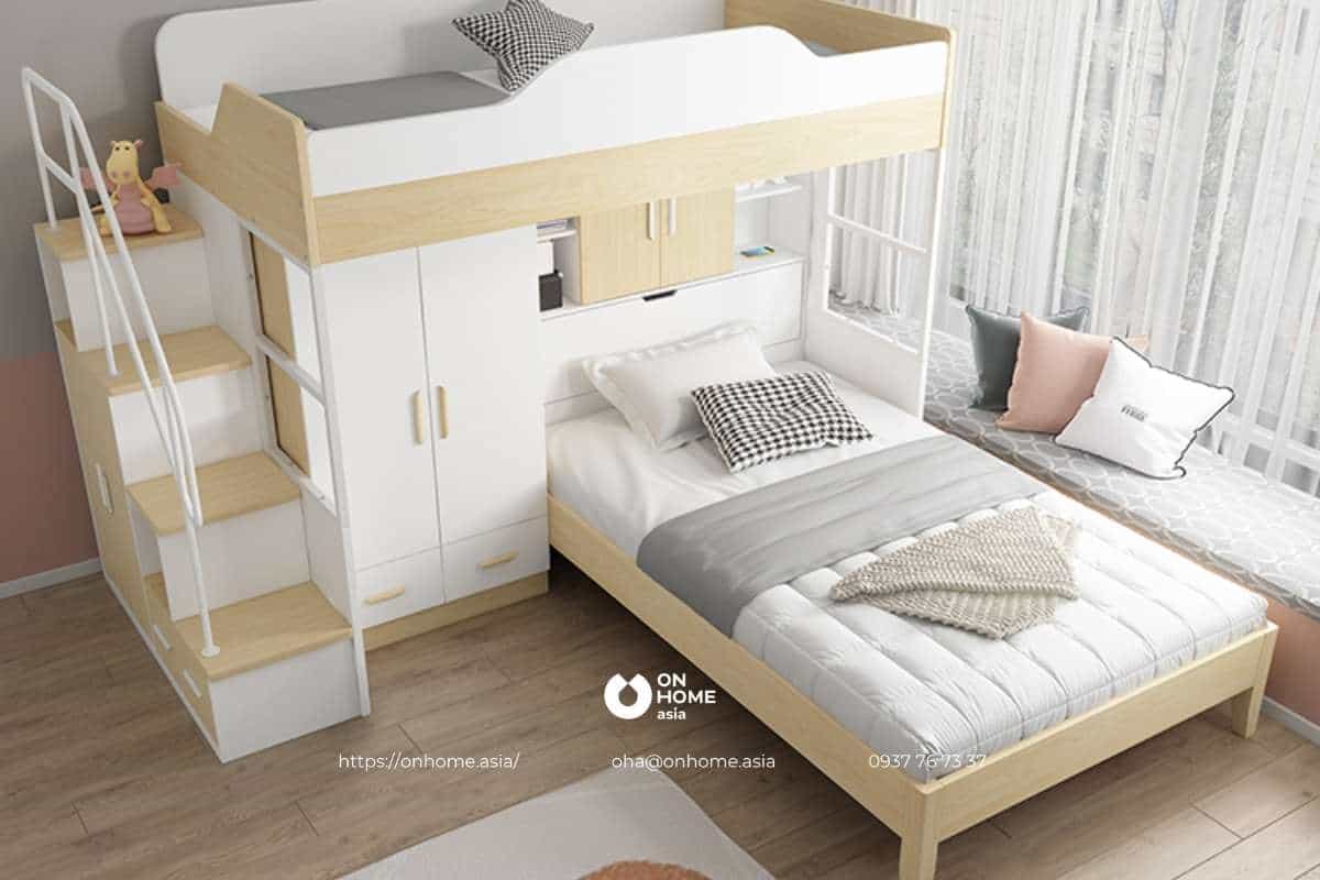 Giường tầng thông minh cho bé gái hiện đại