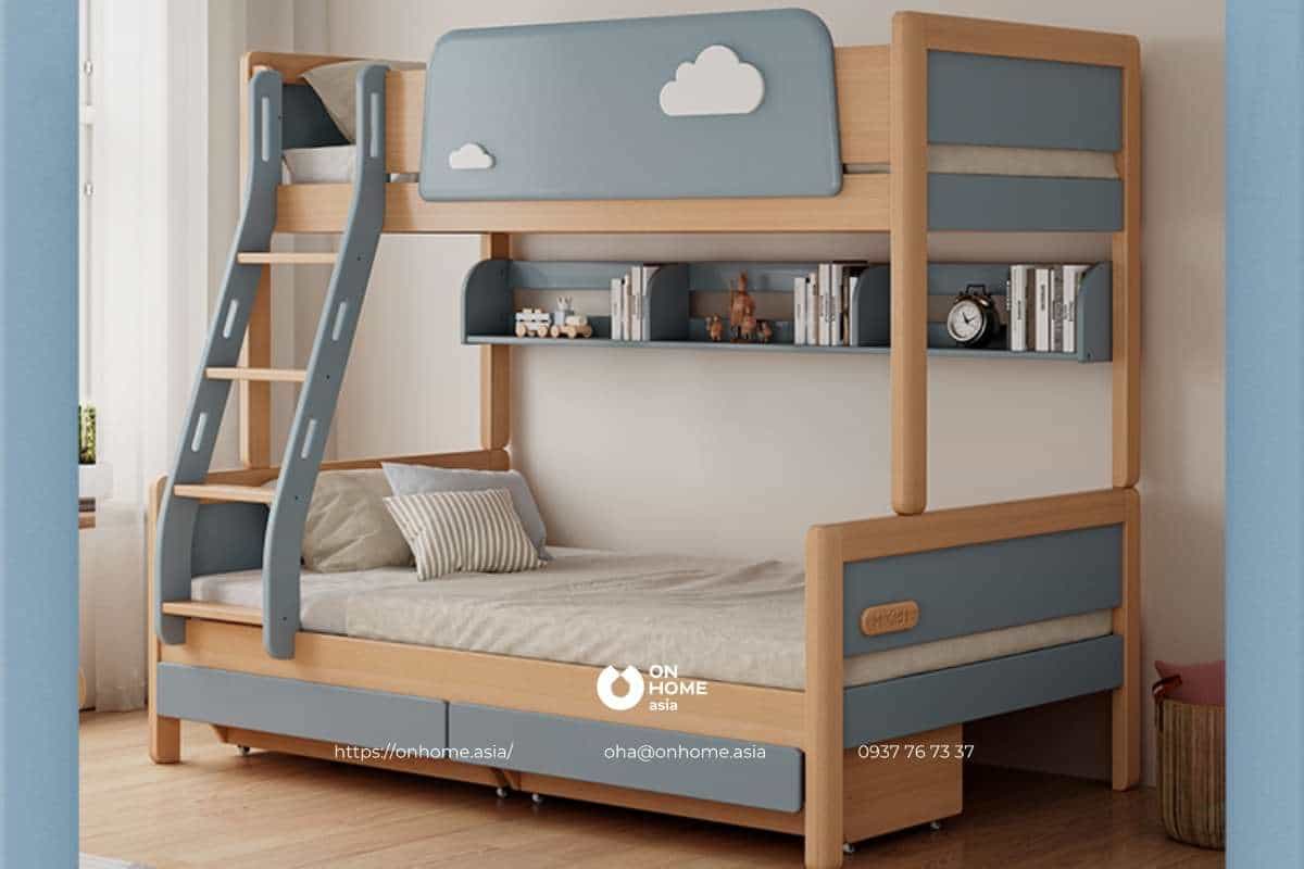 Giường hai tầng cho bé gái bằng gỗ sồi đẹp