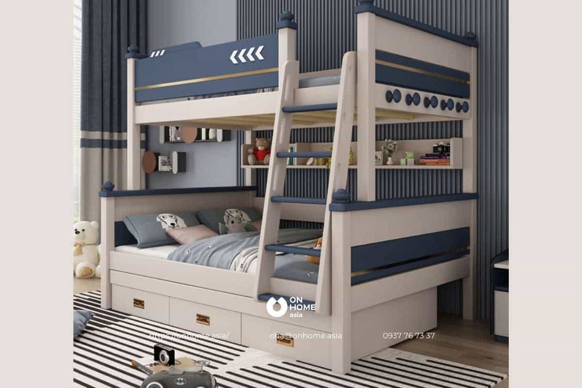 Giường hai tầng cho bé gái màu trắng đẹp
