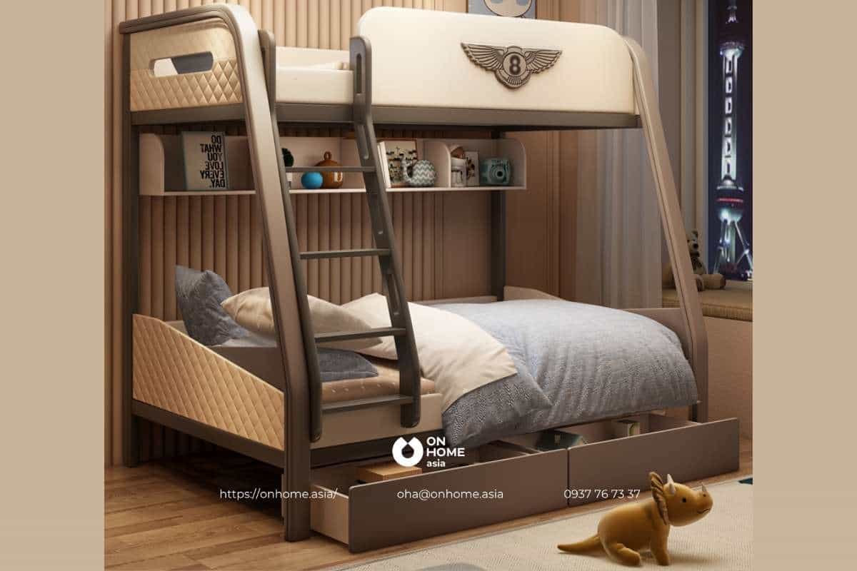 Giường tầng cho bé trai màu nâu đẹp