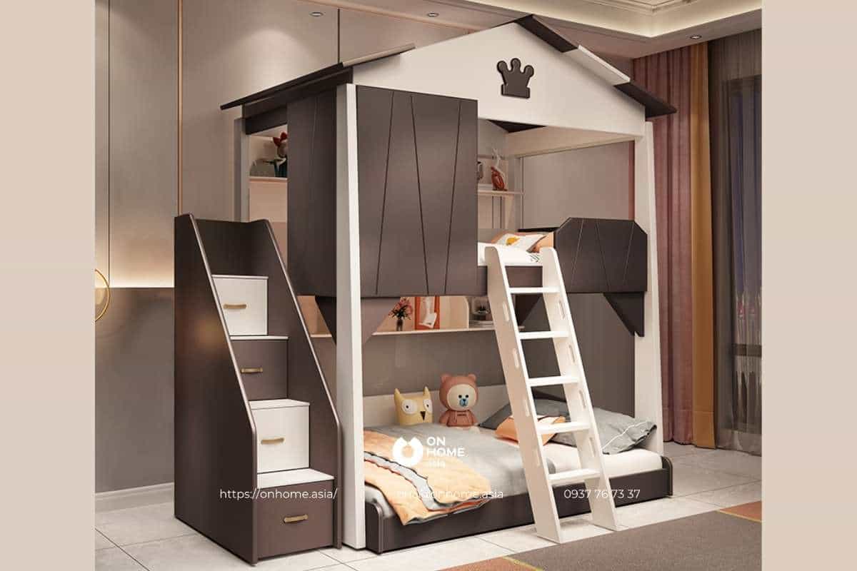 Giường tầng nhỏ gọn cho bé trai 