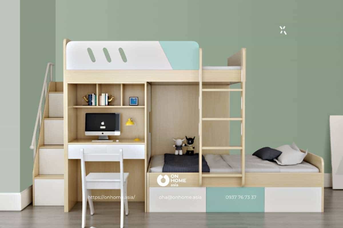 Giường tầng kết hợp bàn học cho bé trai