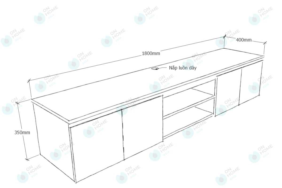 Kích thước kệ tivi treo tường