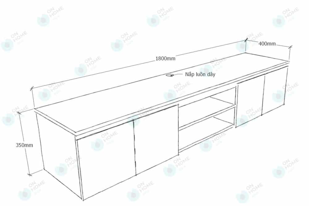 Kích thước kệ tivi treo tường