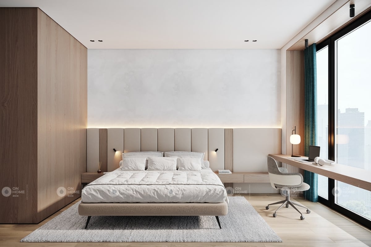 Phòng ngủ master được thiết kế hiện đại 