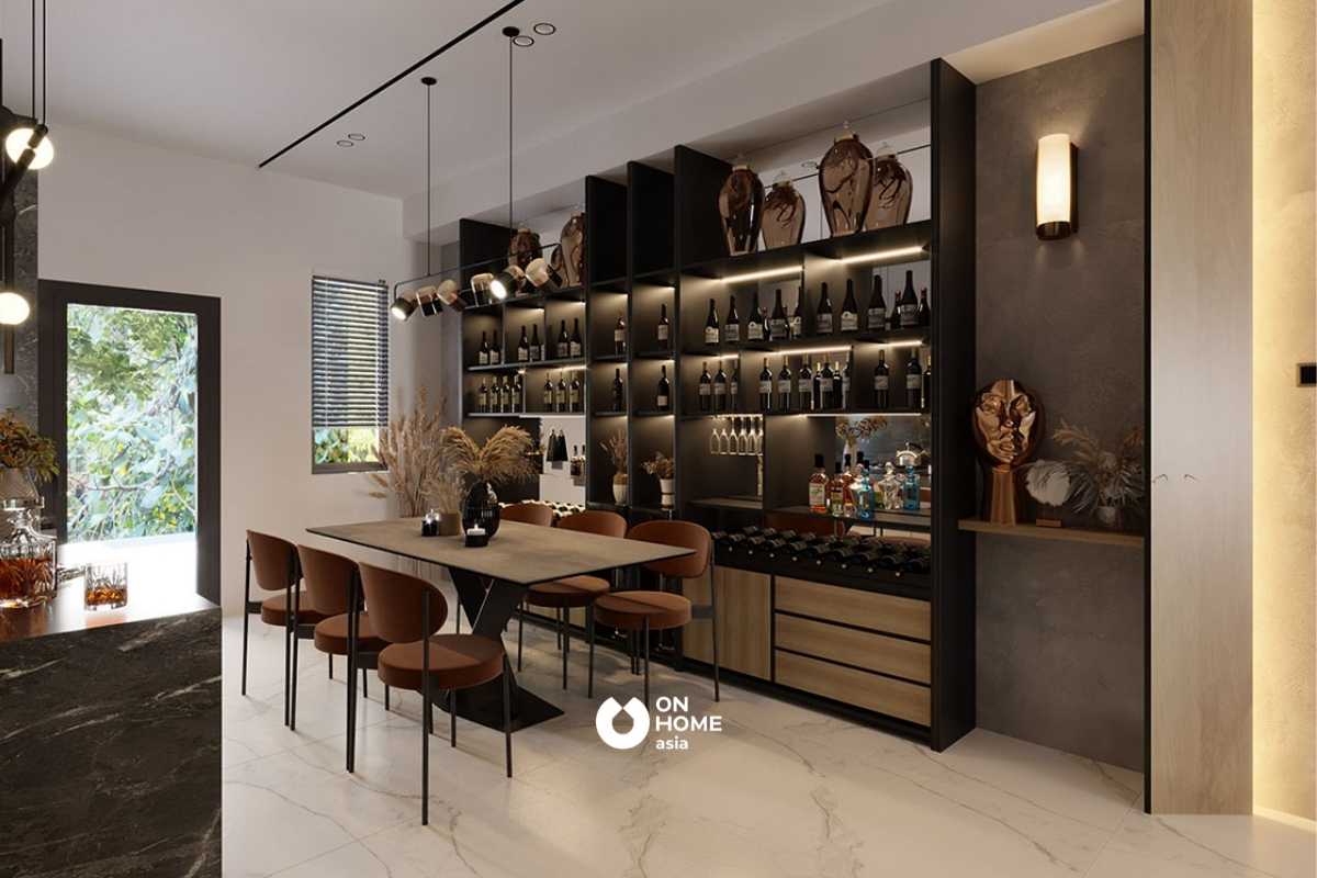 Tủ rượu giúp không gian sang trọng hơn