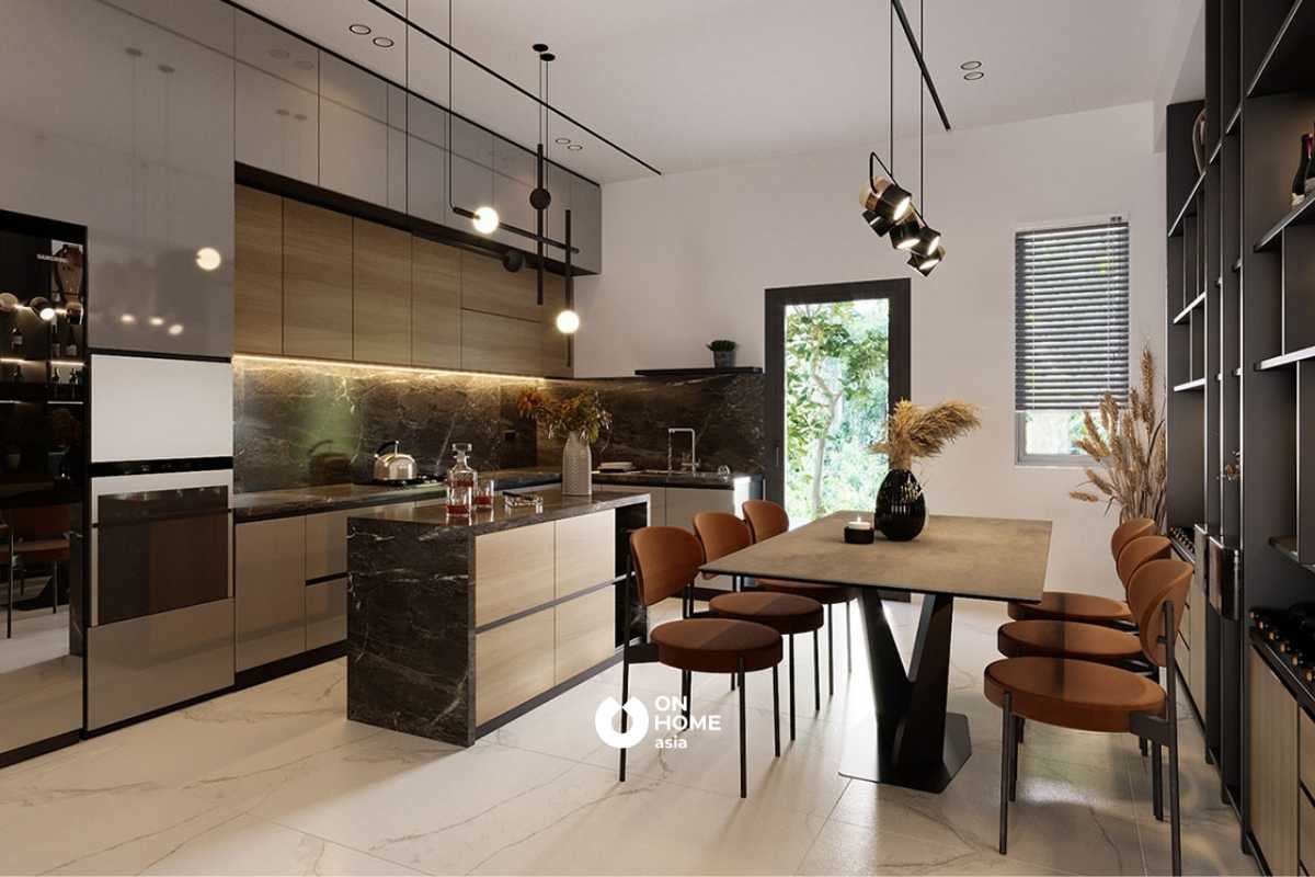 Phòng bếp với màu tối cá tính