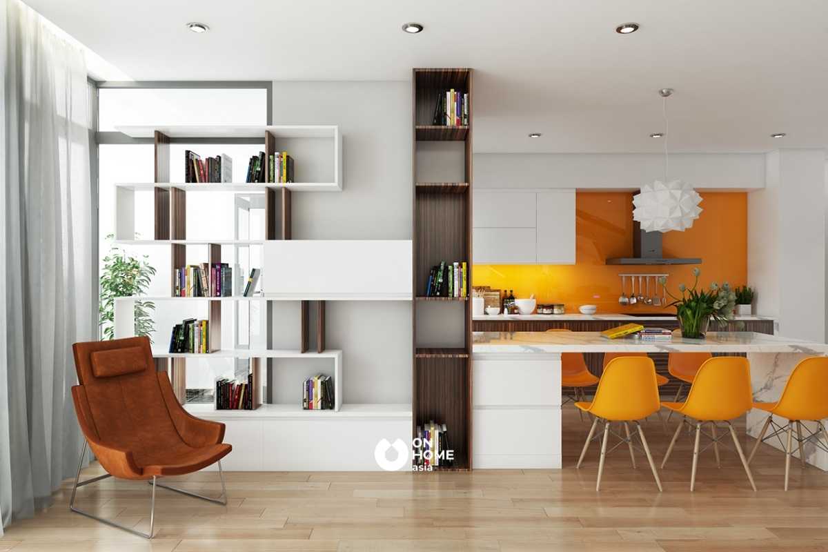 Không gian bếp gọn gàng và sạch sẽ 