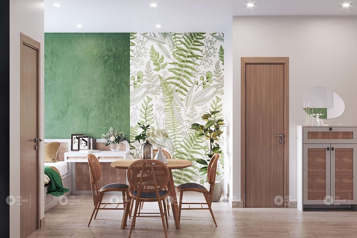 Nội thất phòng bếp được thiết kế với các chi tiết đơn giản.