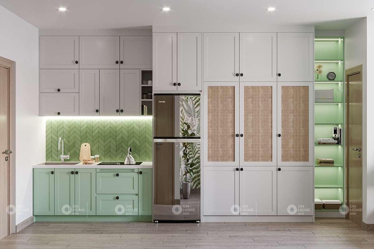 Nhà bếp đơn giản mà đẹp.